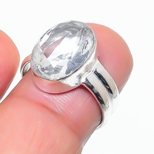 White Topaz Gemstone Handmade 925 Sterling Silver All Size Ring For Gift