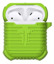 Green Soft Silicone Carrying Case Cover with Strap Clip for Apple AirPods
