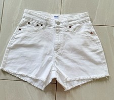 Denizen From Levi s Women White High Rise Cut Off Denim Shorts Sz 4 W27 Raw Hem