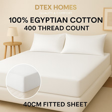 400 TC 100% EGYPTIAN COTTON 40CM/16" EXTRADEEP FITTED SHEET BED SHEETS ALL SIZES