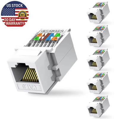 6Pcscat6 Tool-Less RJ45 Keystone Jack, No Punch-Down Tool Required Module Couple