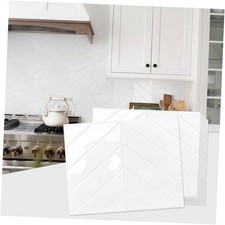 10 Sheets Thicker Herringbone Peel and Stick Backsplash, Pack of 10 Pure White