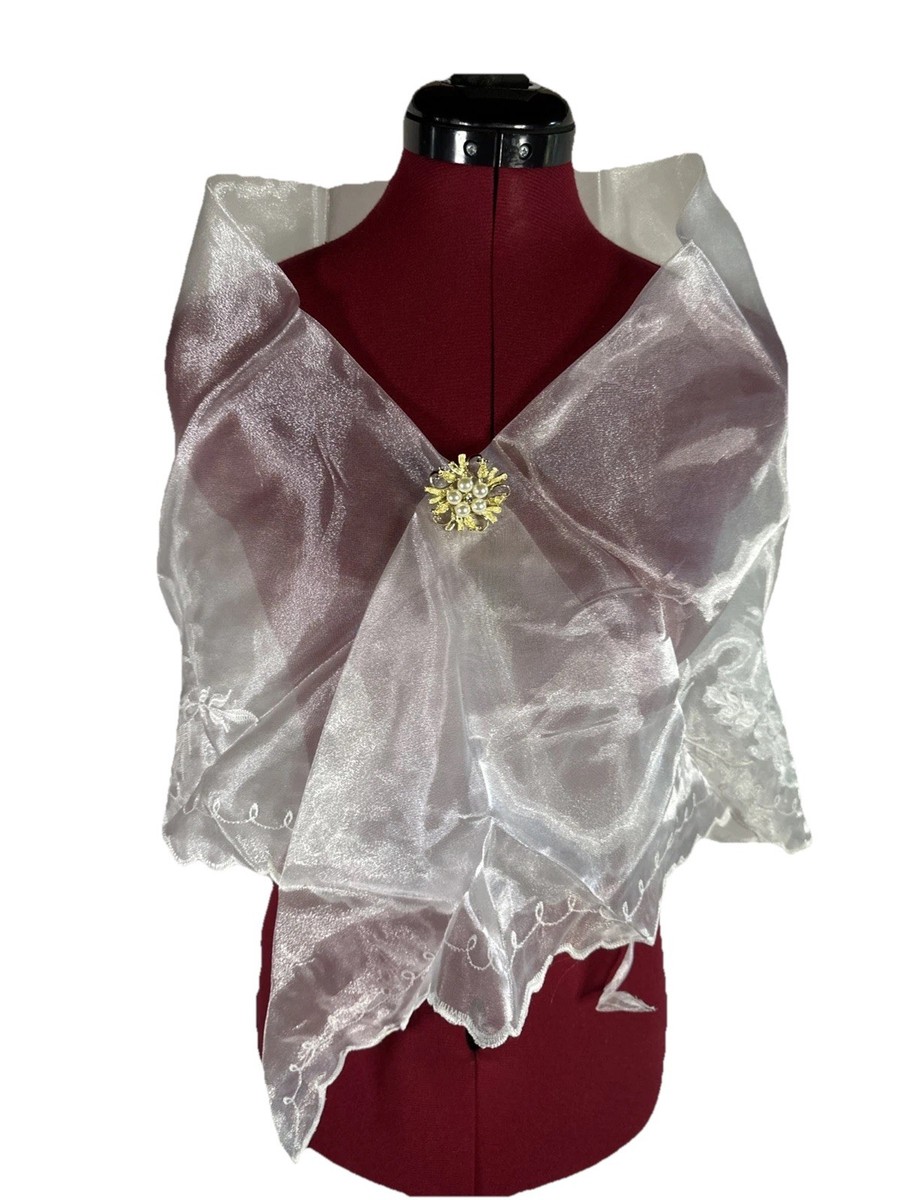modern filipiniana dress with shawl Authentic Filipiniana Alampay (scarf) imported from the Philippines. Eyelet embroidery in black. Made of premium organza fabric. One Size fits all. Free one scarf holder of your choice. Free shipping. Payable via