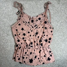 Sienna Sky sz M Floral Cami Top Tie Strap Sleeveless Blouse Peplum Summer Casual