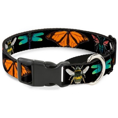Plastic Martingale Collar Insects C/U Black Medium 11-17''