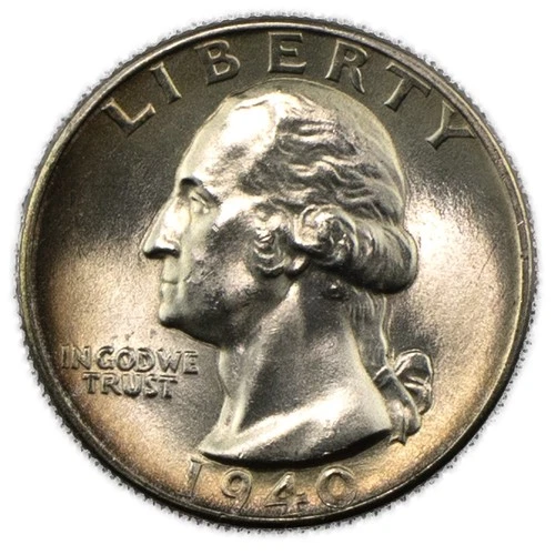 1940-D GEM BU Washington Silver Quarter 25c Brilliant Uncirculated Denver