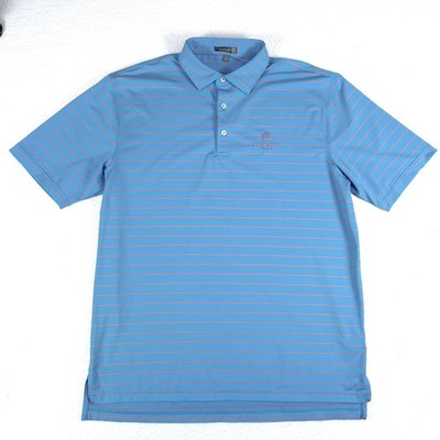 Peter Millar Summer Comfort Polo Shirt Mens L Teal Pink Striped Edgewood Tahoe