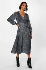 Dorothy Perkins Animal Wrap Dress Womens Daywear Dresses