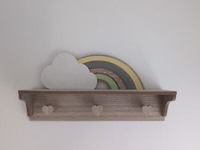 Rainbow Shelf with Cloud And Heart Hooks 40cm Wide 
