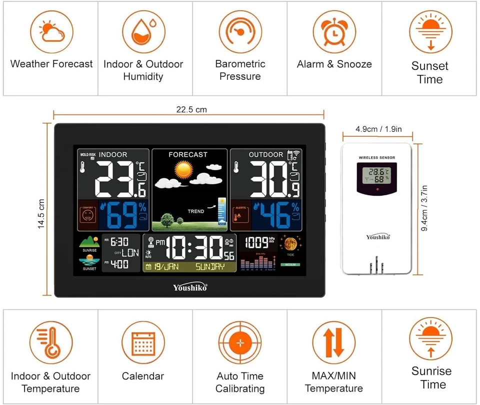 Weather Station with MSF Radio Control Clock ( UK Version ) indoor / outdoor - Image 3 of 4