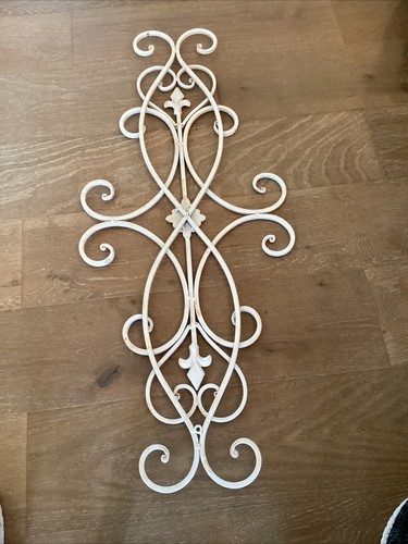 WROUGHT IRON DECOR INDOOR OUTDOOR WALL ART DISPLAY DECORATION Distressed White - Picture 7 of 14