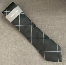 Michael Kors Men's Neck Tie York Grid Black Silk Blend MSRP 69.50