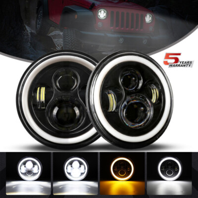 Pair 7'' Inch Round 150W Total LED Headlights For 1997-17 JEEP JK TJ LJ Wrangler