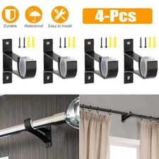 4 Pcs Single Curtain Rod Brackets for Drapery Rod Aluminum Alloy Heavy Duty