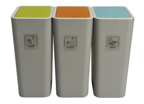 SET 3PATTUMIERE 3X10LT TRIO TRIS PORTAIMMONDIZIA CON PULSANTE RACC DIFFERENZIATA