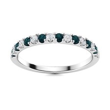 Half Eternity Band 2MM Round London Blue Topaz 925 Sterling Silver Women Ring