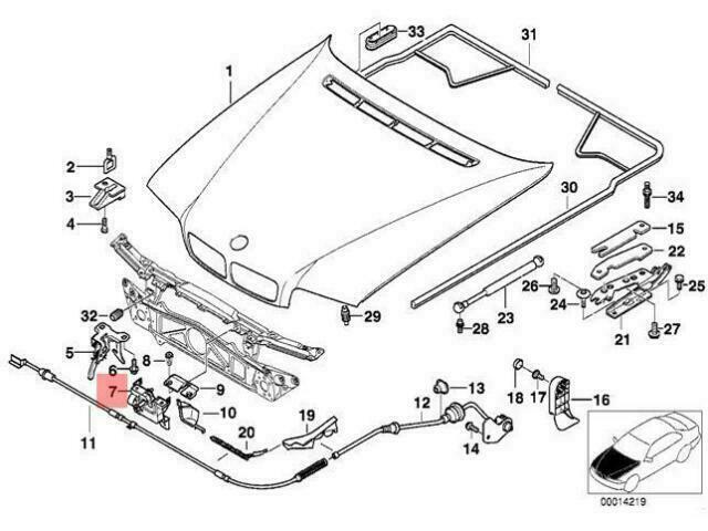 OEM BMW E38 SEDAN HOOD LOCK LEFT 51238164763 GENUINE NEW | eBay