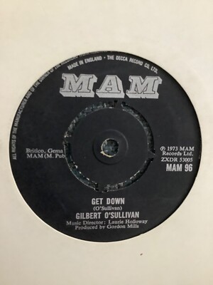 Gilbert O Sullivan. Get Down. . 7  vinyl  VG+  . 1973. MAM. Records