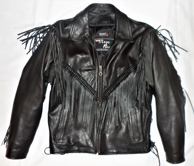 Mega Force Biker Fringe Leather Jacket Motorcycle Western