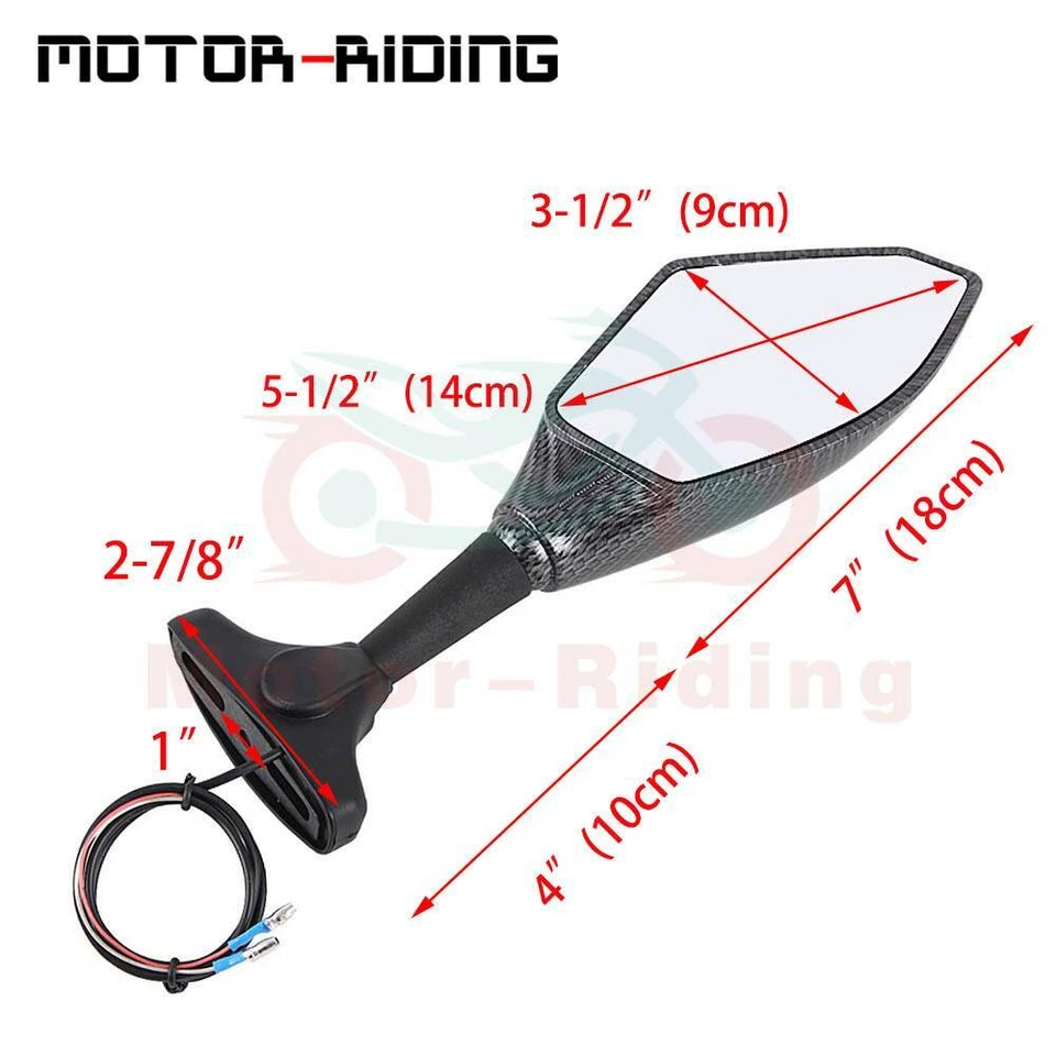 Espejos retrovisores laterales negros para motocicleta EE. UU. con luz LED de señal de giro para Honda Foto 4 de 4