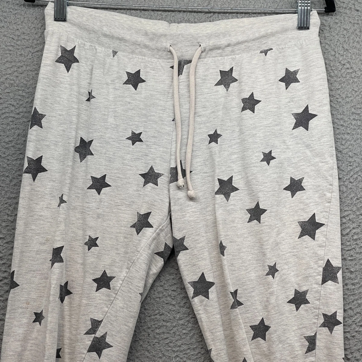 Pantalones de chándal H&M para mujer blancos grises estrellas cintura elástica cordón cónico talla S