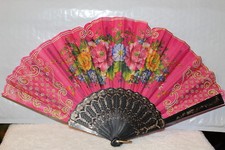 FAN  SMALL HAND TYPE FAN  WITH FLOWERS FLOWER PINK C1