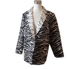 CHICO'S Black  Ivory Animal Print Jacket - Size 2
