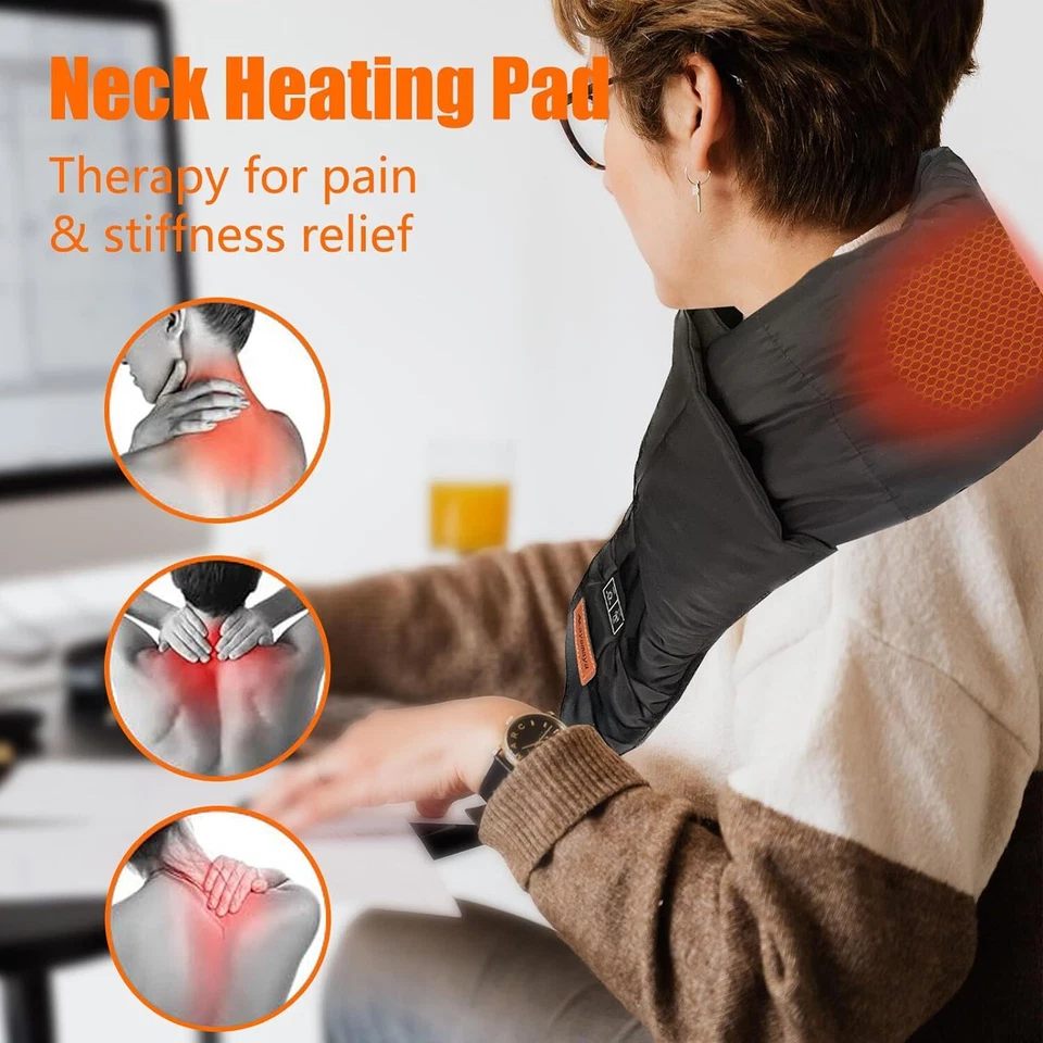 Electric Heated Scarf with Hood Rechargeable Cordless Neck Heating Pad Wrap - Image 3 of 4