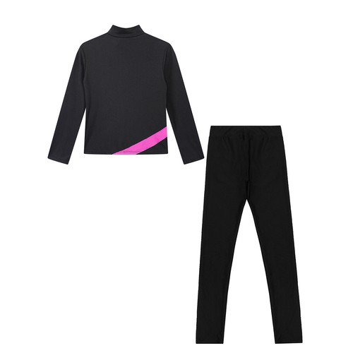 Kids Girls Outfits Gymnastics Tracksuit Show Suit Star Two-Piece Zipper Set Gym - Picture 28 of 82