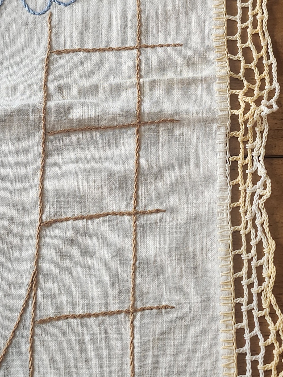 Vintage Embroidered Gorgeous Dresser SCARF Or Doily Crochet Edged Estate Find 😍