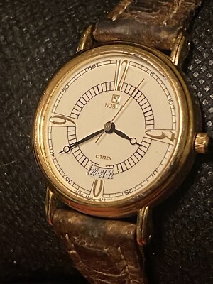 RARE Vintage Citizen Noblia Gold Plated Presidential Leather Watch 24MM Women s