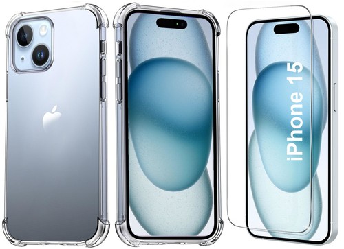 Coque Silicone Transparente + Verre Trempé Pour IPhone 16 – Angles Renforcés, Pack Complet