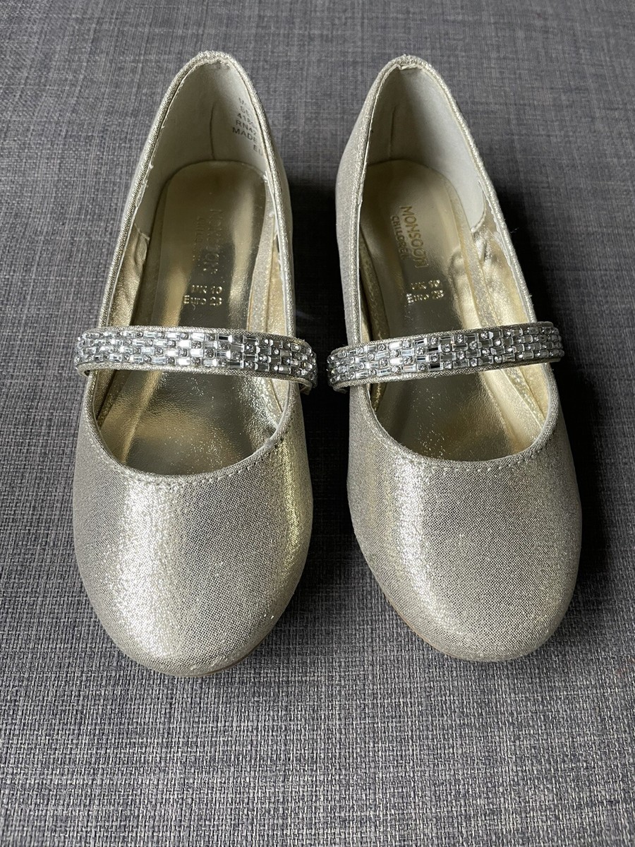 Monsoon girls Gold Ballet Pumps Size 10 UK