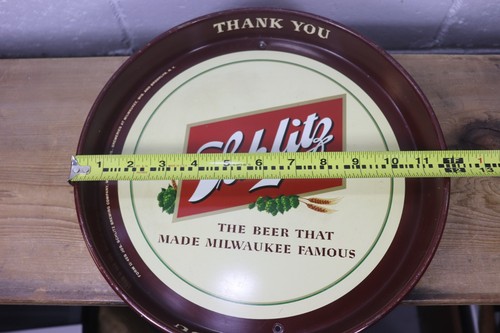 Vintage Schlitz Beer Tray 1950s Milwaukee Brewing Company HOLED for Hanging C9 - Picture 12 of 12
