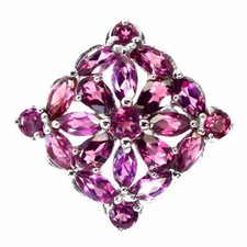 925 Sterling Silver Ring Pear Rhodolite Garnet 5x3mm Natural Gemstone Jewelry