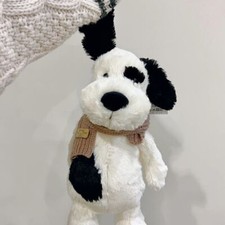 Jellycat London Large Black And Cream 20" Bashful Puppy Dog Plush - NWT 
