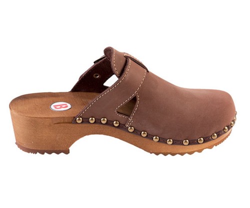 Schweden HOLZ CLOGS - Pantolette Gr.43 **BRAUN - NUBUK** Echt Leder - Bild 7 von 8