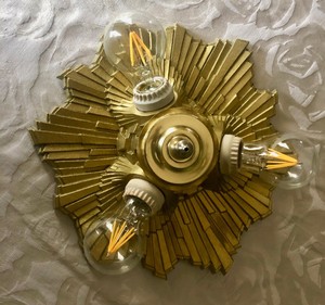 Antique Art Deco Lincoln Sunburst Light Fixture Ceiling Flush