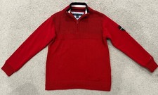 Tommy Hilfiger Youth Boys Red Quarter Zip Pullover Sweater Size M 12-14