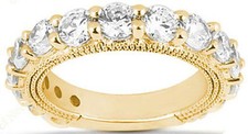 1.91 carat Round Diamond Wedding Anniversary 14K Yellow Gold Band H color SI