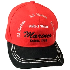 United States Marines Hat Established 1775 Strapback Baseball Cap Red Black