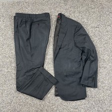 Isaia Napoli Mens Wool 2B Suit Gray Herringbone Size 40R