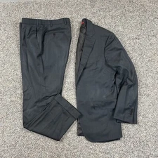 Isaia Napoli Mens Wool 2B Suit Gray Herringbone Size 40R