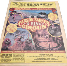 Carson Barnes 5 Ring Circus 11 x 14 One Sheet Newspaper Ad - Multi-pages