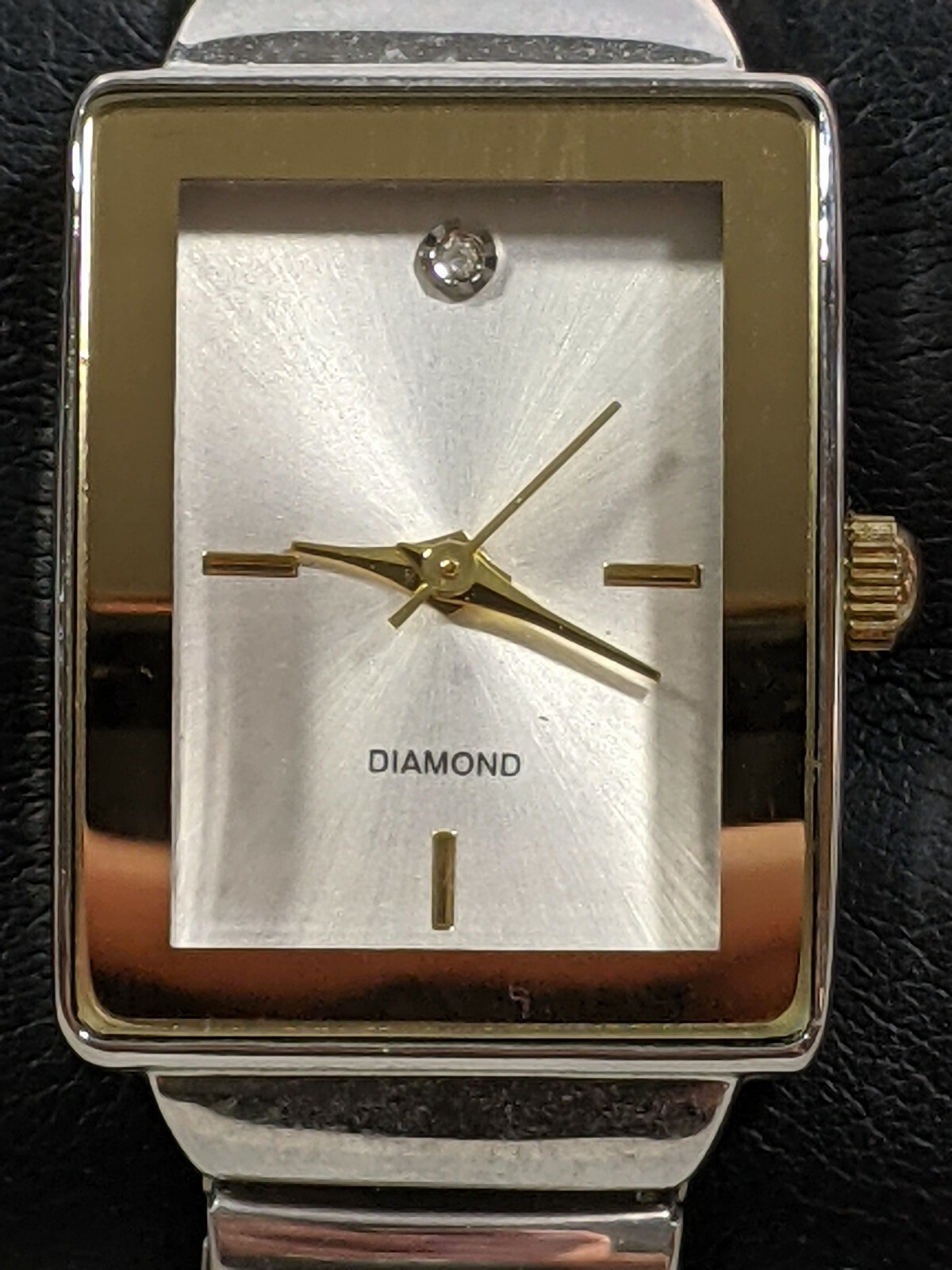 Silver Tone Rectangle Case Diamond Stainless Stee… - image 2