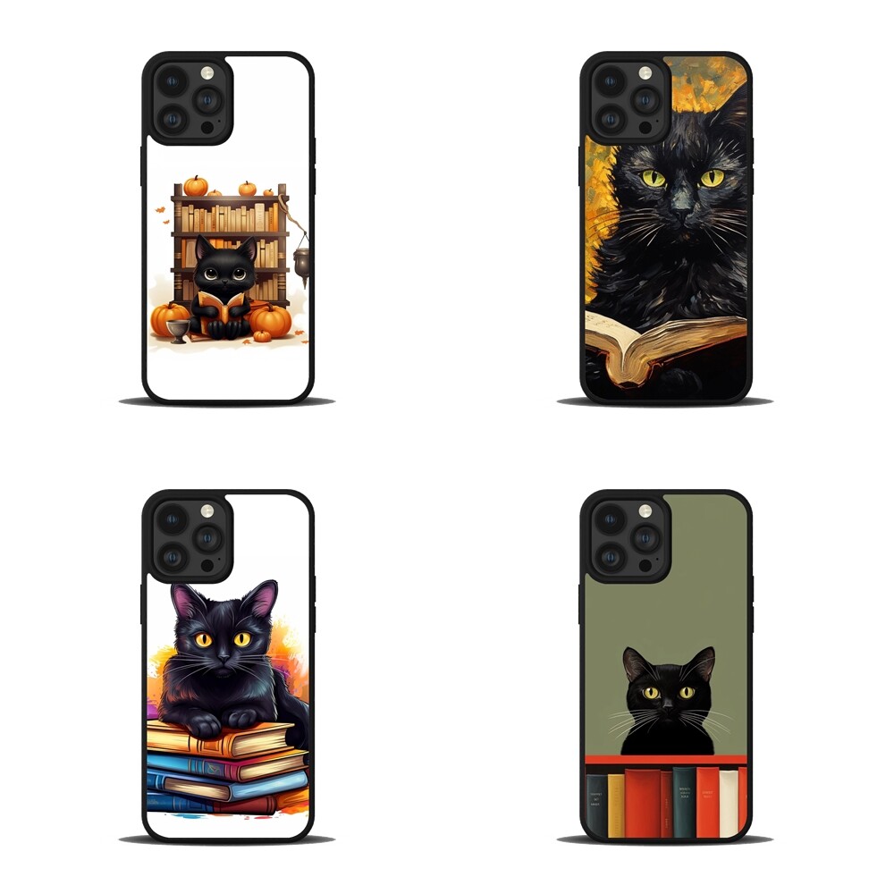Shockproof Cover beautiful black cat book For Apple iPhone For Samsung