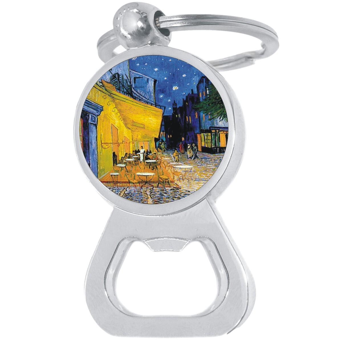 Terrace Cafe Metal Bottle Opener Keychain - Beer Bar Tool Key Ring