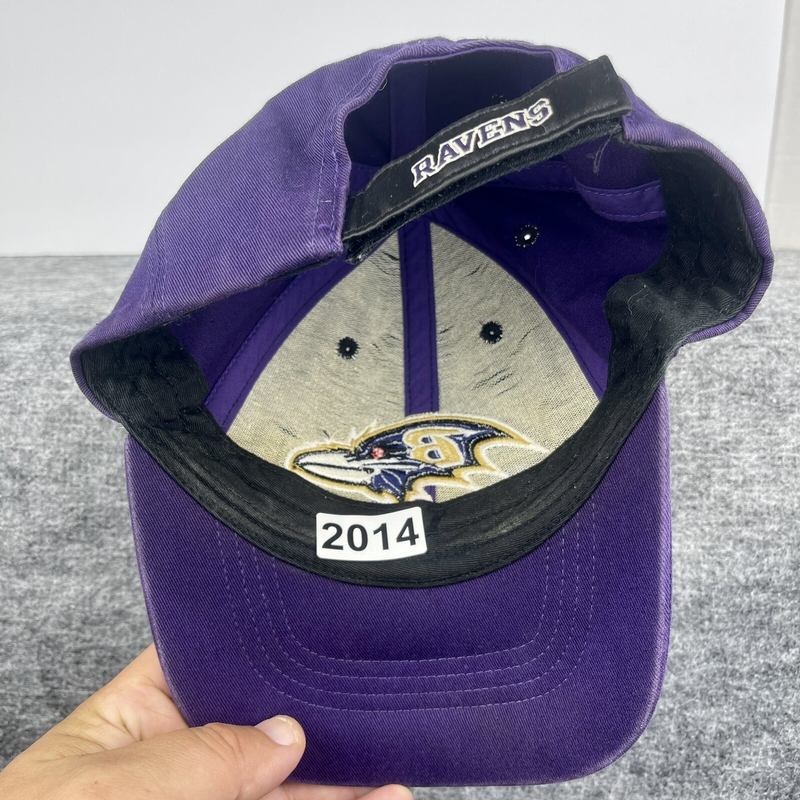 VINTAGE Baltimore Ravens Hat Cap Strap Back Black Purple Football Logo Mens view 10