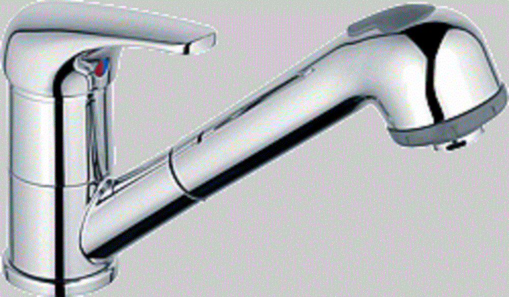 Spültischmischer mit herausziehbarer Handbrause, chrom, Armatur, Ausladung 197mm Spültischmischer mit herausziehbarer Handbrause, chrom, Armatur, Ausladung 197mm