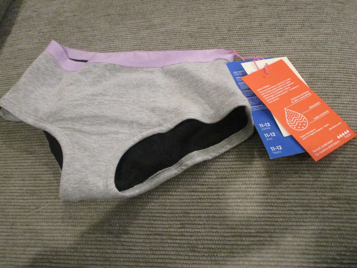 THINX (BTWN) GRAY NEW MOON SUPER PERIOD-PROOF SHORTY PANTIES SIZE 9-10 NEW